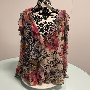 Zara Colorful Floral Ruffle Top